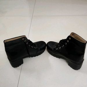 Black Leather Boots - UK 6, 2inch Heels