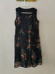 Beautiful Black Siffon Floral Dress
