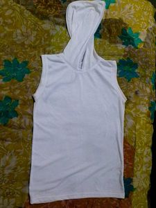 White Sleeveless Hoodie