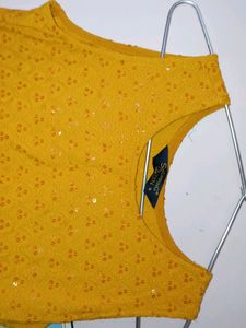 Sleeveless Yellow Kurti
