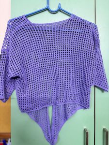 Crociet Pattern Purple Top