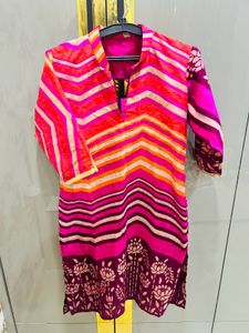 Colorful Patterned Silk Tunic Kurta Set