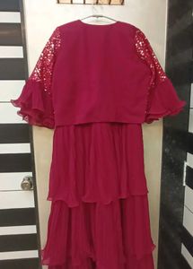 frill gown with tikki work koti