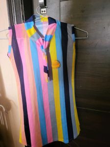 Colorful Striped Sleeveless One Pc Dress