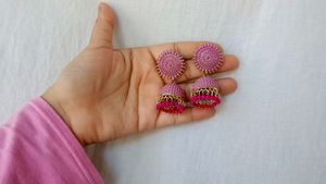 Pink Jhumka Earrings 💖