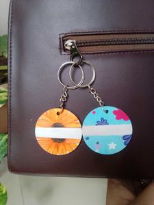 2 PERSONALIZED Hand-Painted Sunflower Keychain