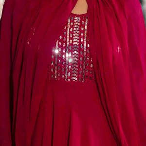 Embellished Sequined Georgette Maxi Ethnic Dress