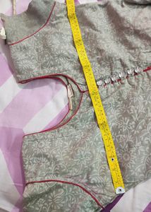 Red 🍒 &amp; Grey Heavy Flare Cotton Anarkali Dress