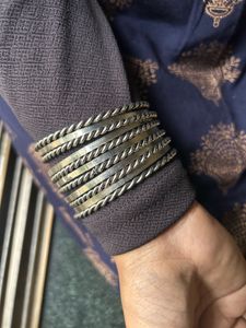 Oxidised twisted bangle set of 11