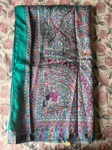 Pure silk madhubani printed saree