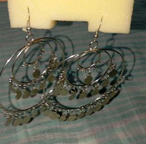 Silver Coin Dangle Earrings