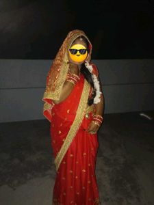 Tomato Red Colour Saree With Heavy Work