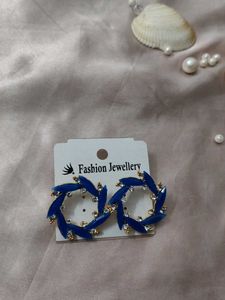 Blue Circle Earrings