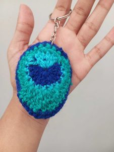 Crochet Peacock Keychain
