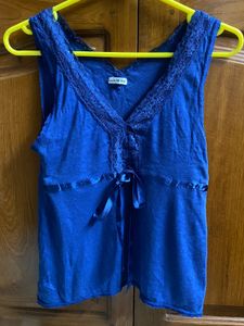 vintage Blue Lace Trim  Top