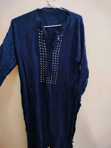 Elegant Blue Embellished Kurta (Size M)