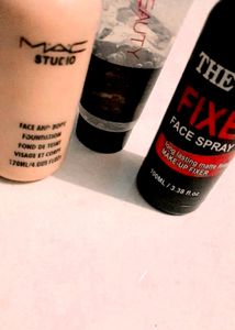 Makeup Combo Of Mac Foundation , Huda Beauty Primer, Makeup Fixer