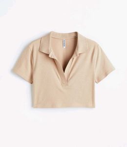 H&amp;m Collared Crop Fitted Top
