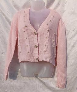 Shein Pearl Detail Cropped Cardigan 💕