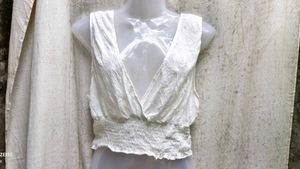 White V-Neck Sleeveless Top
