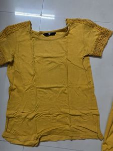 Yellow Graphic Print Tees