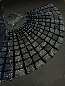 Nevy Blue Velvet Lehenga