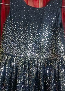 Sparkling Navy Blue Sleeveless Dress for Girls