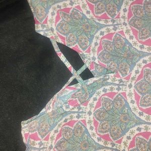 Paisley Print Top with Criss-Cross Back