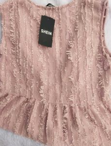 Pink Tie-Neck Peplum Top