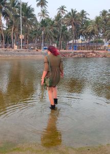Zara Olive Green Sheer Mini Dress