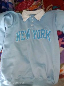 Sky-blue Shining Sweat Shirt Casual Wear