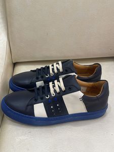 Stylish Blue & White Leather Sneakers