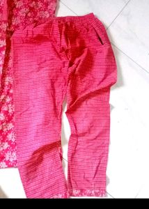 Red Colour Kurti Pant Set
