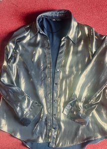 Zara Metallic  Blue Over Shirt