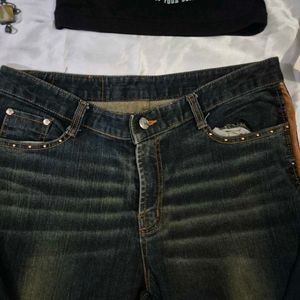 Bootcut Y2K Denim With Leather Sides