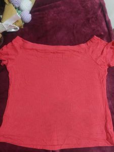 Coral Off-Shoulder Top