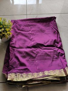 Elegant Purple Saree with Gold Border