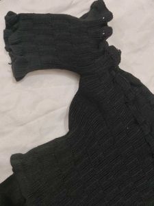 Black Ruffle Detail Top