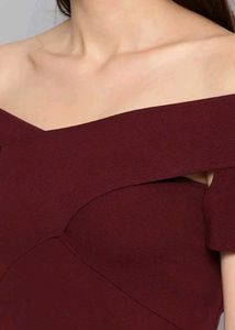 Burgundy Off-Shoulder Mini Dress