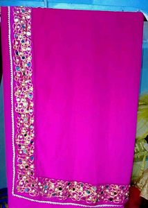 Pink Mirrorwork Saree