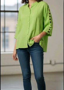 The Zesty Lime Green Cutout Sleeve Shirt