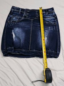 DROMEDAR Denim Art Distressed Mini Skirt