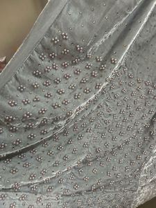 Elegant Silver Velvet Gown