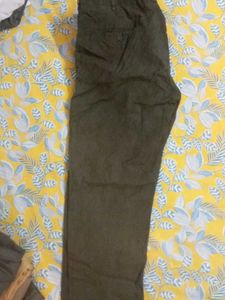 Linen Club Olive Green Pants