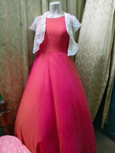 Elegant Pink Dress with Shrug