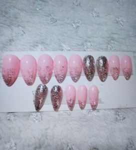 Pink With Glitter Press on Nail
