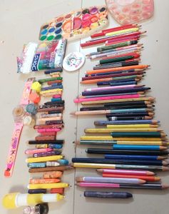 Color Pensils, Paints, Glitter Paint, Pen