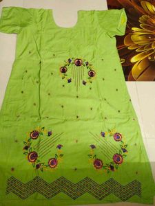 Handmade Embroidered Green Dress