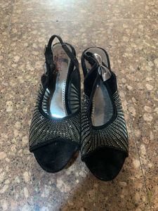 Velvet Black Colour Sandles Wedges