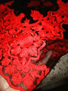 Black And Red Embroided Saree
